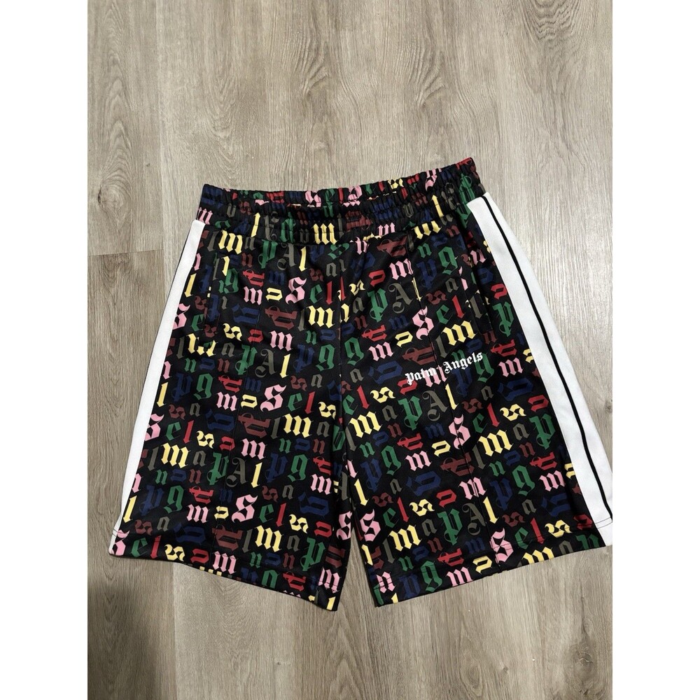Palm Angels Monogram Track Shorts  Side Stripe Drawstring Mens Sz XL Rare